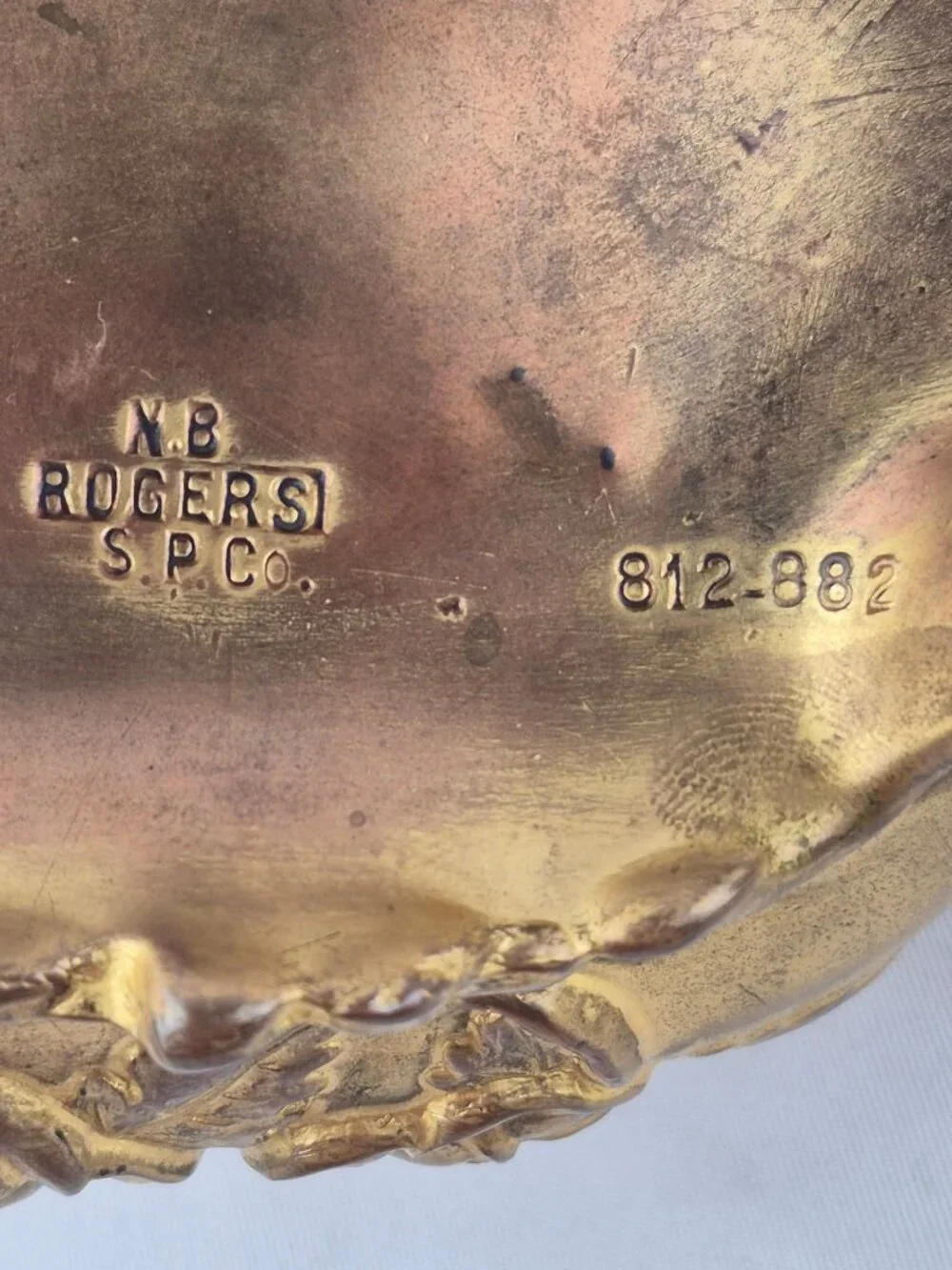 N.B. Rogers Art Nouveau Trinket Box 812-882 Jewelry Casket Rose Floral Gold Tone